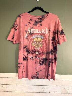 Metallica In Vertigo You Will Be Skull Tie Dye Graphic T-Shirt Mens Large Pink